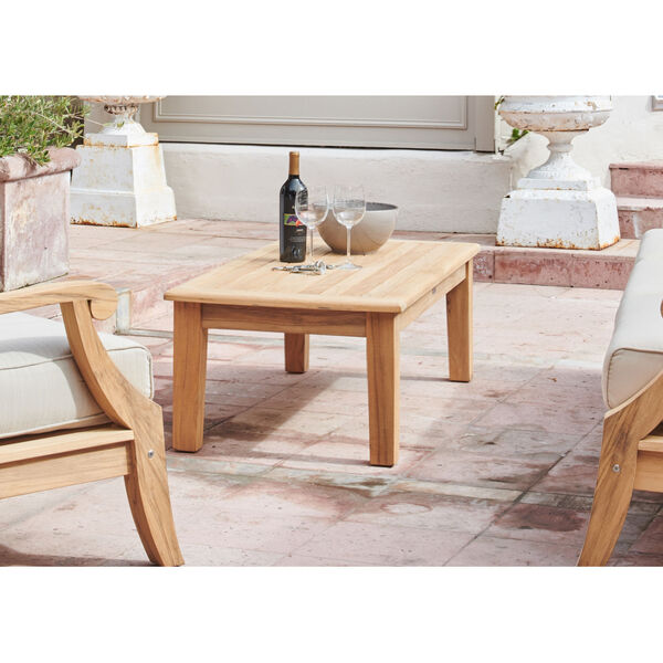 Grande Nature Sand Teak Rectangular Teak 16-Inch Height Outdoor Coffee Table, image 3