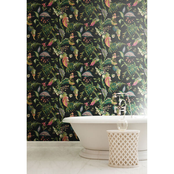 Ashford House Tropics Black and Green Fiji Garden Wallpaper, image 3