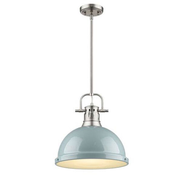 Duncan Pewter One-Light Pendant with Seafoam Shade, image 2