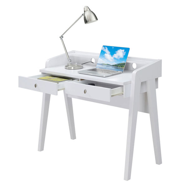 Newport White Deluxe Two-Drawer Desk, image 1