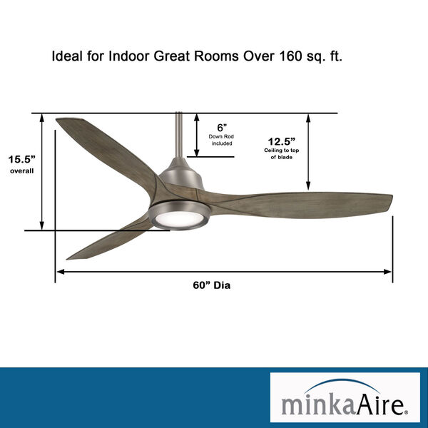 Skyhawk Burnished Nickel 60-Inch LED Ceiling Fan, image 4