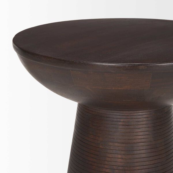 Novell Dark Brown Wood Pedestal Side Table, image 6