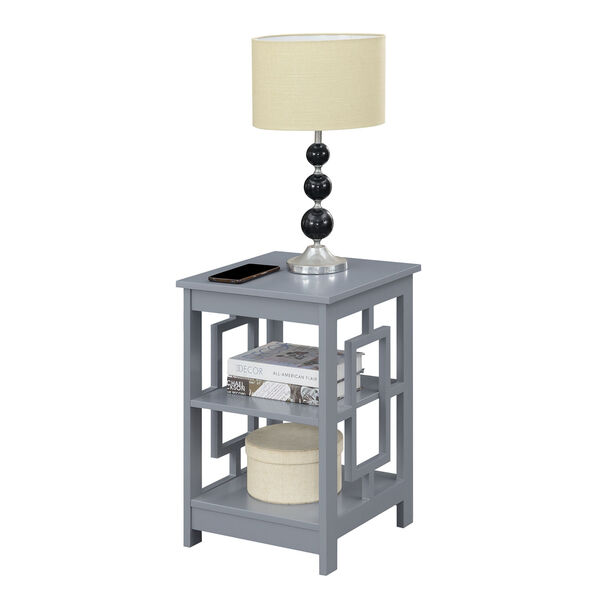 Town Square Gray End Table with Shelves, image 2
