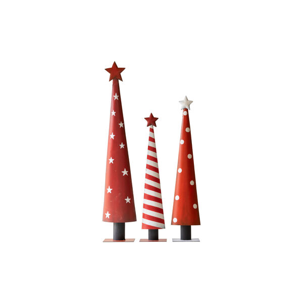Multi Matte Painted Christmas Topiaries, Set of Three, image 1
