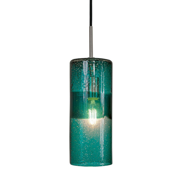 Envisage VI Brushed Nickel One-Light Cylinder Mini Pendant with Teal Shade, image 2