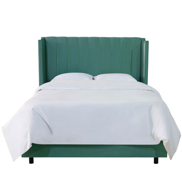 Full Shantung Peacock 61-Inch Pleated Wingback Bed, image 3
