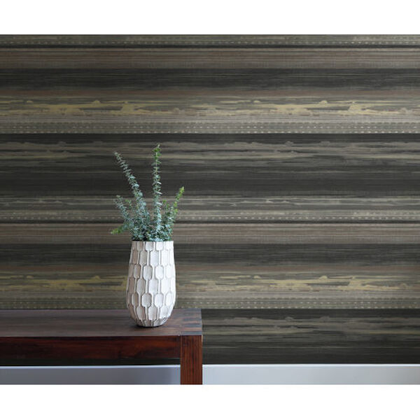 Boho Rhapsody Brushed Ebony, Walnut and Gray Horizon Brushed Stripe Unpasted Wallpaper, image 1