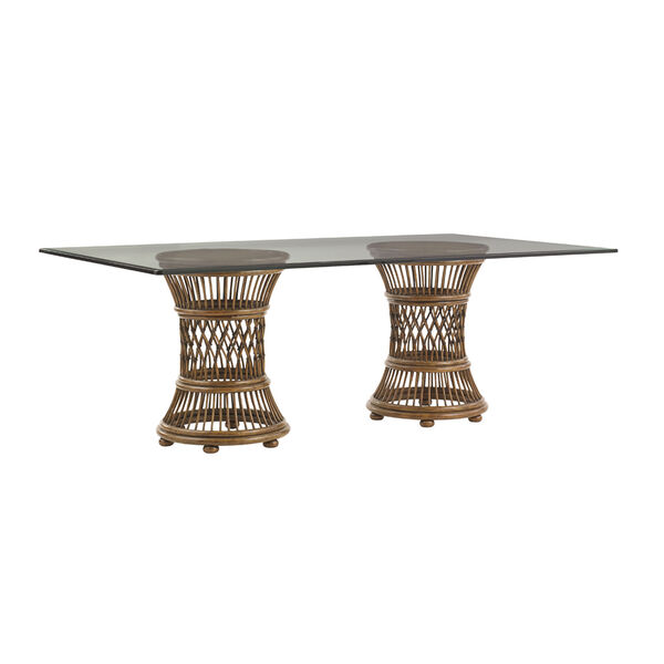 Bali Hai Brown Aruba Dining Table with 84 In. x 48 In. Glass Top, image 1