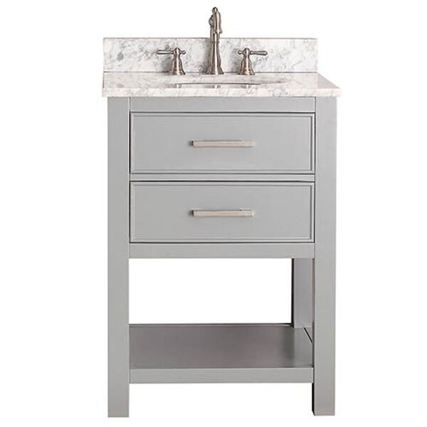 Brooks Chilled Gray 24-Inch Vanity Combo with Carrera White Marble Top, image 1