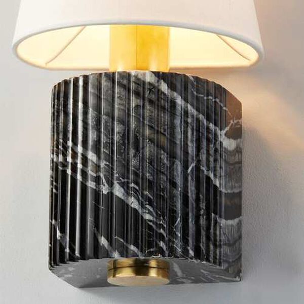 Aden Vintage Brass and Black One-Light Wall Sconce, image 2