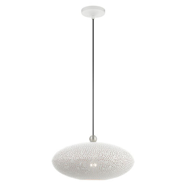 Dublin White and Brushed Nickel One-Light Pendant with Metal Shade, image 1