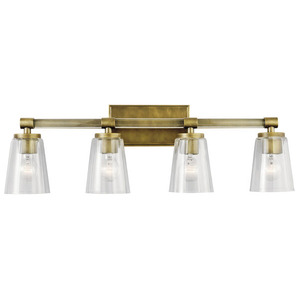 Audrea Natural Brass 30-Inch Four-Light Bath Light, image 2
