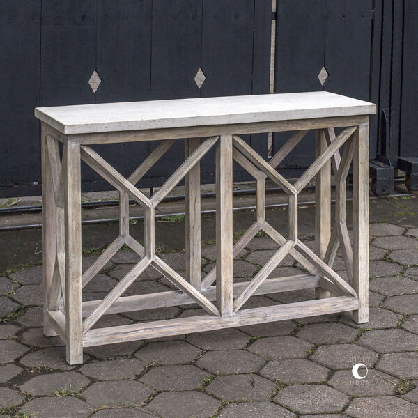 Catali Ivory Stone Console Table, image 2
