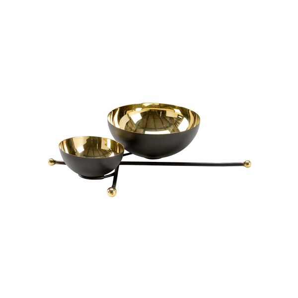 Polished Gold and Black Double Cluster Bowls, image 1