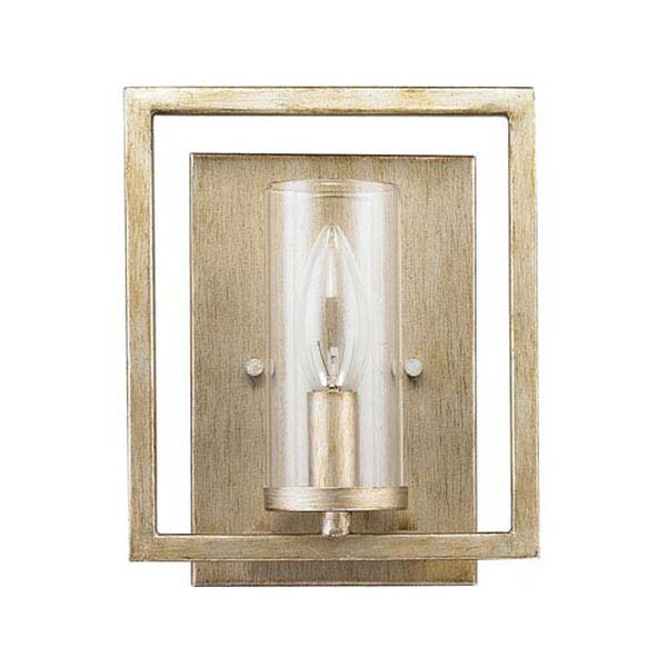 Marco White Gold One-Light Wall Sconce with Clear Glass Shade, image 1