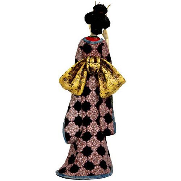 14 Inch Geisha Figurine w/ Ivory Flower Sash, Width - 4.5 Inches, image 2