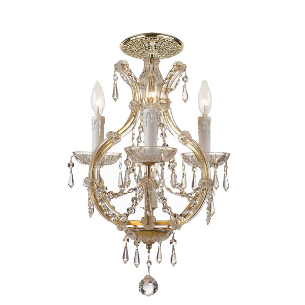 Maria Theresa Gold Four Light Semi Flush Mount with Hand Cut Clear Crystal, image 1
