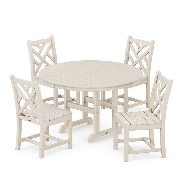 Chippendale Sand Round Side Chair Dining Set, 5-Piece, image 1