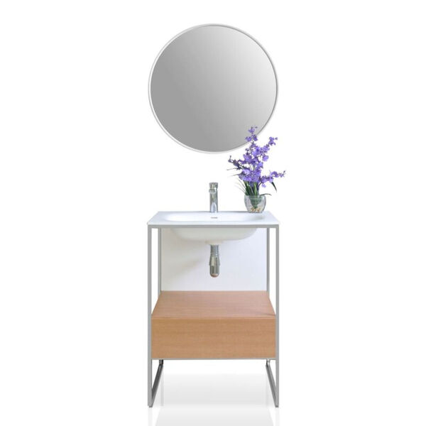 Tory Natural Walnut 24-Inch Vanity Console with Mirror, image 1