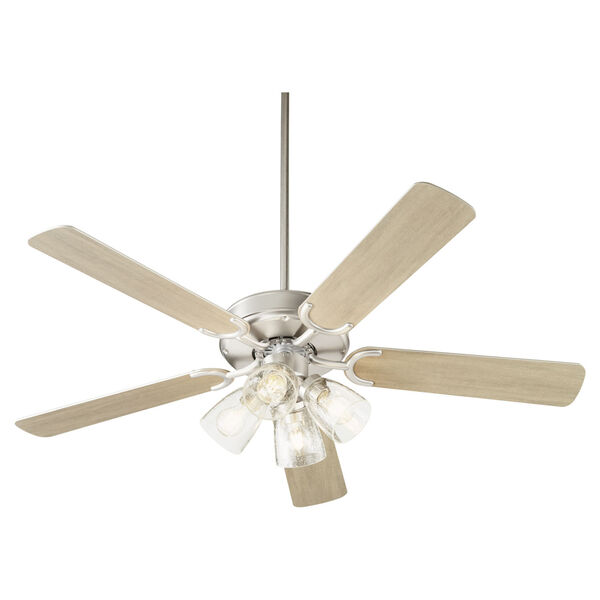 Virtue Satin Nickel Four-Light 52-Inch Ceiling Fan with Clear Seeded Glass, image 3