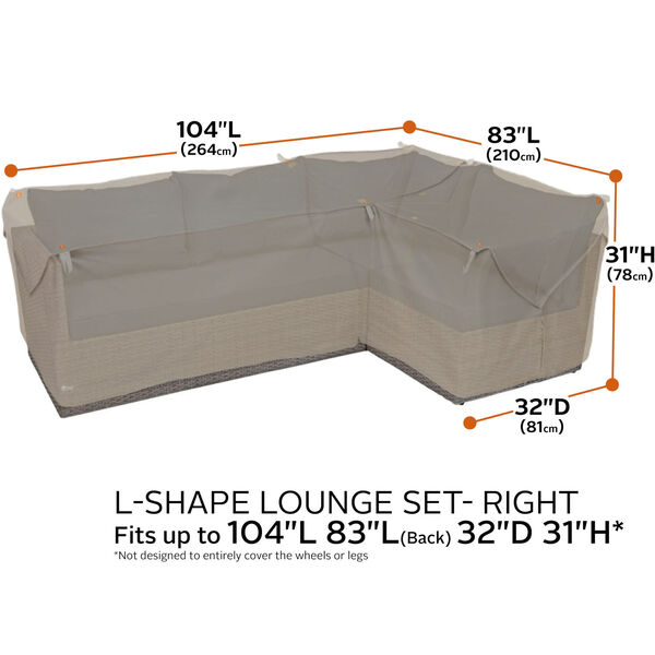 Poplar Goat Tan Patio Right Facing Sectional Lounge Set Cover, image 4