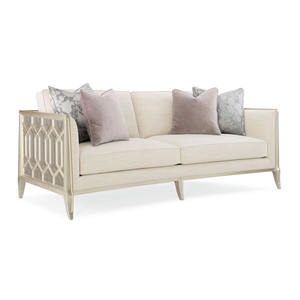 Caracole Classic Soft Silver Paint and Beige Just Duet Sofa, image 2