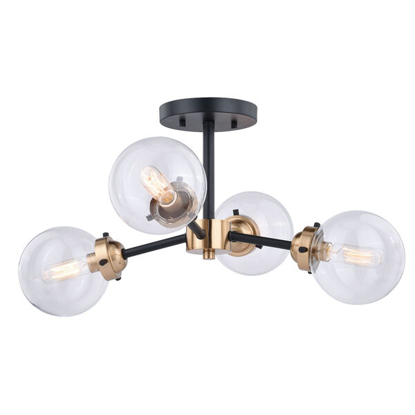 Orbit Oil Rubbed Bronze with Muted Brass Four-Light Semi-Flush Mount, image 1