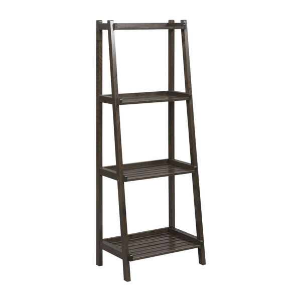 Dunnsville Espresso 4-Tier Ladder Leaning Shelf Bookcase, image 1