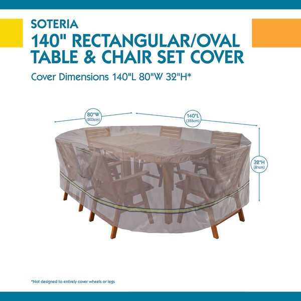 Soteria Grey RainProof 140 In. Rectangular Oval Patio Table with Chairs Cover, image 3