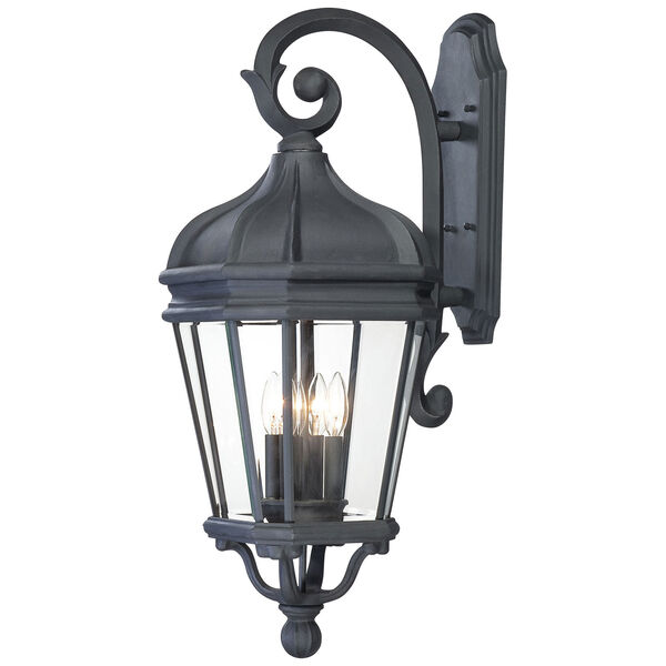 Harrison Black Four-Light Outdoor Wall Mount with Clear Beveled Glass, image 1