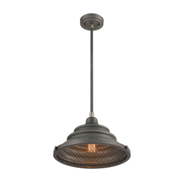 Carbondale Slate Mist and Satin Nickel 14-Inch One-Light Pendant, image 2