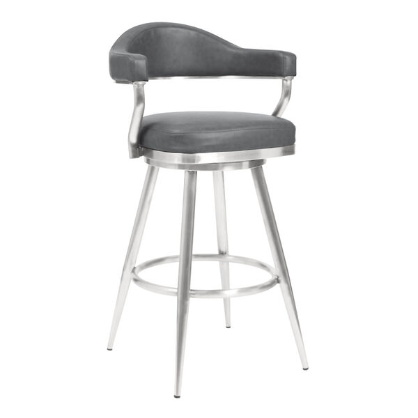 Amador Gray Brushed Stainless Steel Counter Stool, image 1