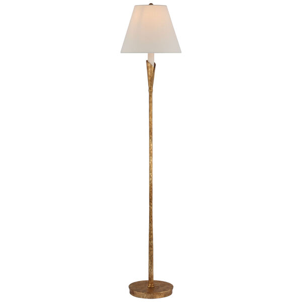 Aiden Accent Floor Lamp in Gilded Iron with Linen Shade by Chapman  and  Myers, image 1