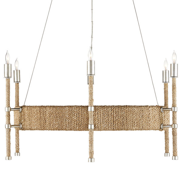 Monzie Contemporary Silver and Natural Six-Light Chandelier, image 3