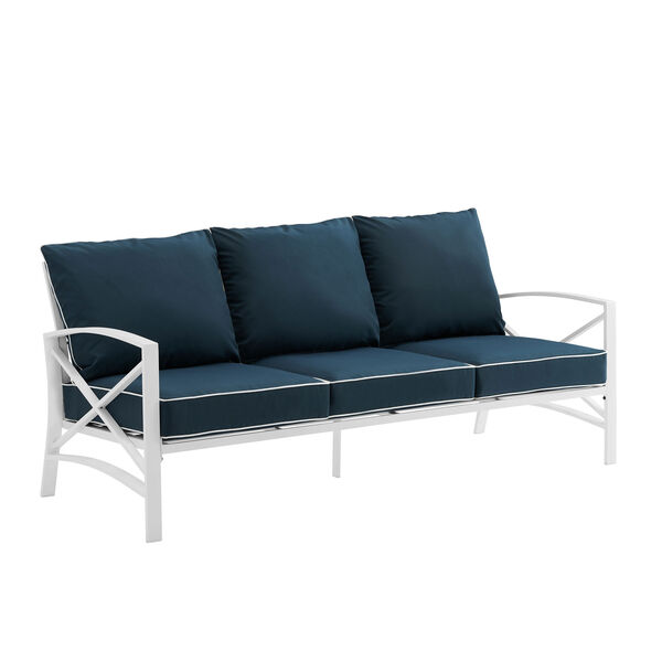 Kaplan White and Navy Outdoor Metal Sofa, image 3