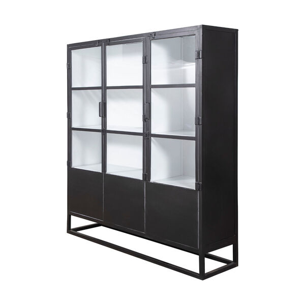 Cabot Black and White Iron Three-Door Display Cabinet, image 1