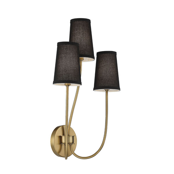 Lowry Natural Brass Three-Light Wall Sconce, image 4