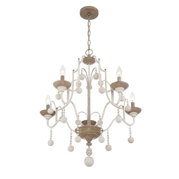 Colonial Charm White Wash Sun Dried Clay Chandelier, image 4