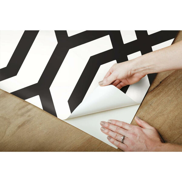 Gazebo Lattice Black White Peel and Stick Wallpaper - SAMPLE SWATCH ONLY, image 4
