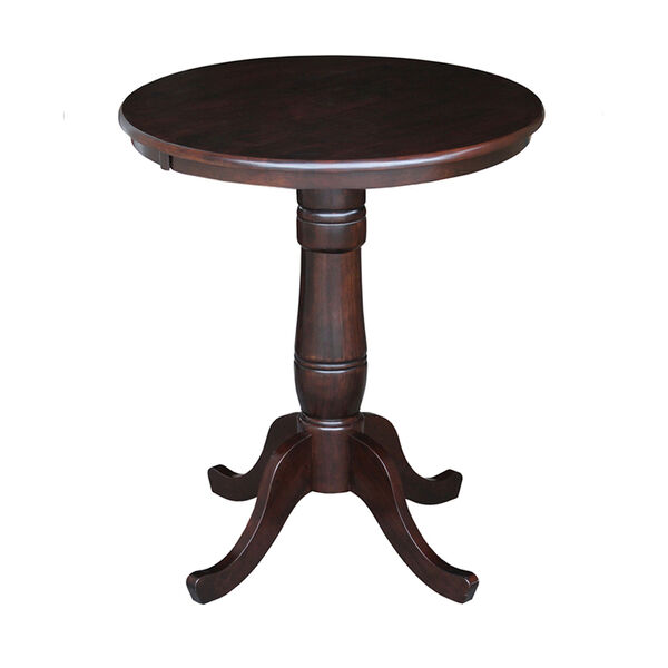 36-Inch Tall, 30-Inch Round Top Rich Mocha Pedestal Counter Table, image 1