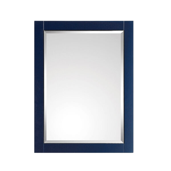 Navy Blue 24-Inch Mirror with Silver Trim, image 1