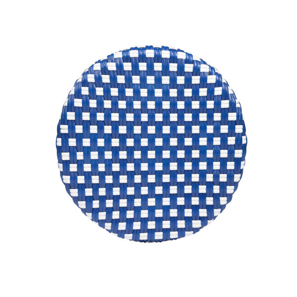 Tobias Bright Sky Blue and White Dot on Natural Rattan Counter Stool, image 7