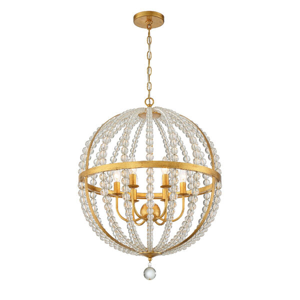 Roxy Antique Gold 22-Inch Six-Light Chandelier, image 2