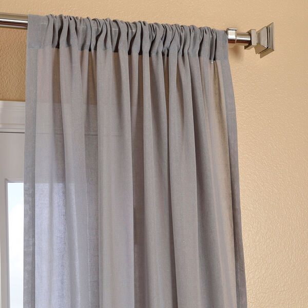 Afton Gray 120 x 50-Inch Faux Linen Sheer Single Panel Curtain Panel, image 3