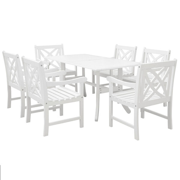 Bradley Outdoor 7-piece Wood Patio Dining Set in White, image 1