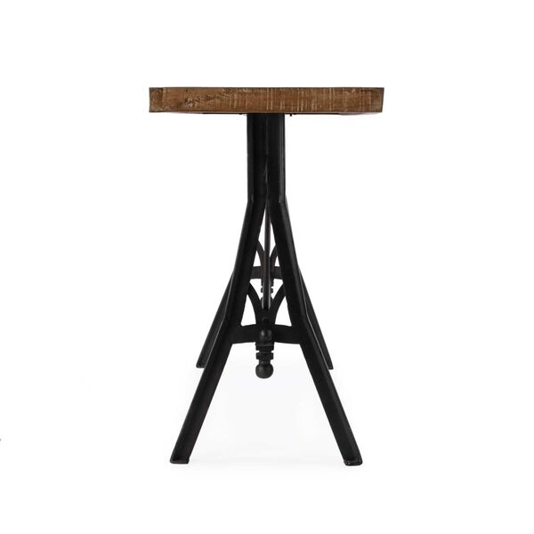 Croyden Natural Brown Black Wood and Iron Trestle Console Table, image 5