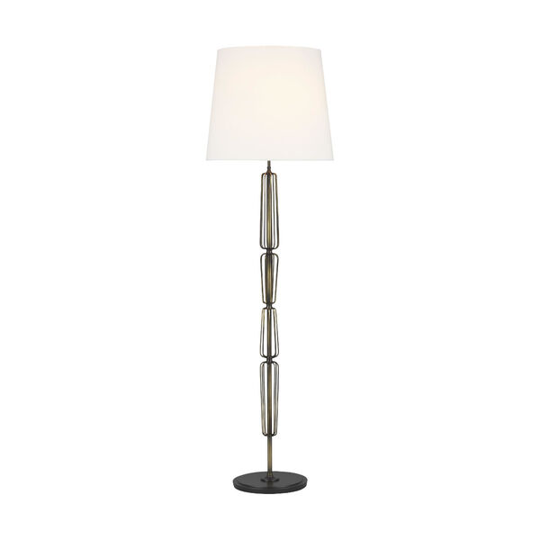 Milo Atelier Brass and White Two-Light Floor Lamp, image 1