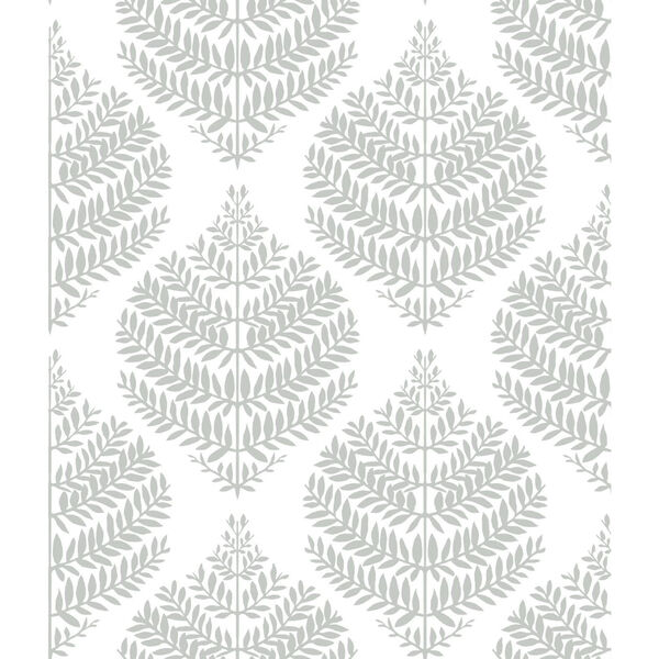 Hygge Fern Damask Gray And White Peel And Stick Wallpaper – SAMPLE SWATCH ONLY, image 1