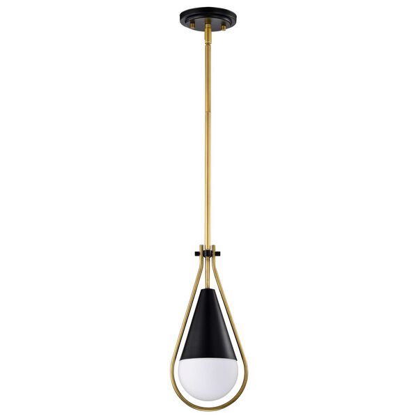 Admiral Matte Black One-Light Pendant with White Opal Glass, image 1