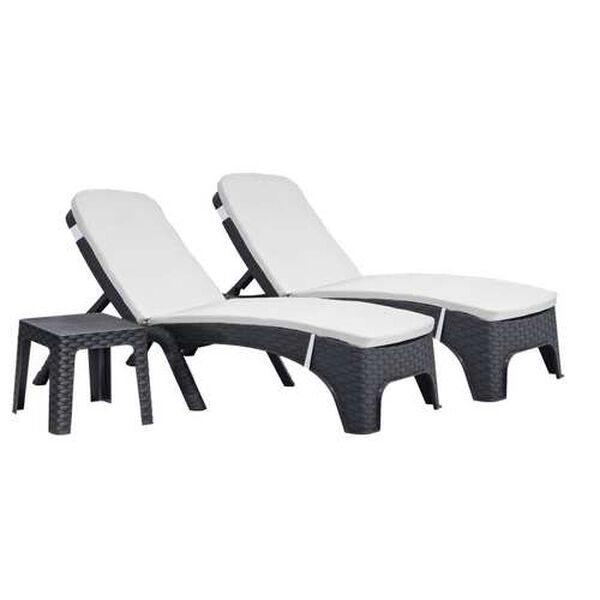 Roma Anthracite Cream Three-Piece Outdoor Chaise Lounger Set with Cushion, image 1